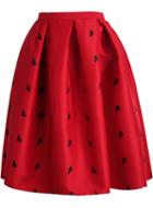 Shein Red Frog Print Flare Skirt