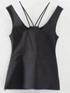 Shein Black Scoop Back Pierced Tank Top