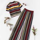 Shein Mock Neck Striped Top & Palazzo Pants Co-ord