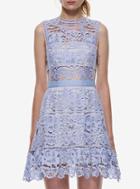 Shein Blue Side Hollow Lace A-line Dress