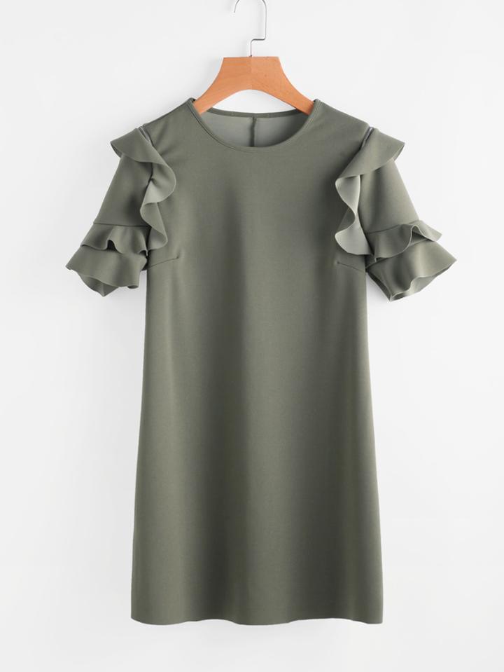 Shein Frill Detail Sleeve Tunic Dress