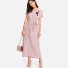 Shein Flower Applique Dolman Sleeve Dress