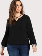 Shein Front Cross Diamond Cuff Top