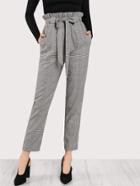 Shein Frilled Tie Waist Plaid Pants