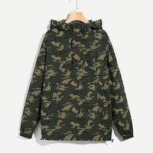 Shein Men Camo Print Hooded Anorak Jacket