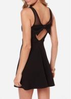 Rosewe Sexy Round Neck Sleeveless Black Skater Dress With Bow