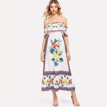 Shein Off Shoulder Floral Print Dress