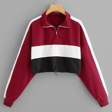 Shein Colorblock Drawstring Waist Sweatshirt