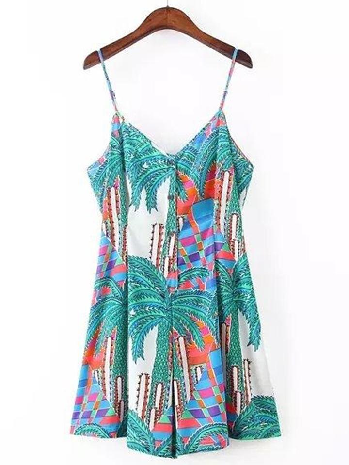 Shein Tropical Print Cami Dress