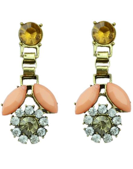 Shein Yellow Gemstone Gold Flower Earrings