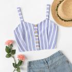 Shein Single Breasted Striped Cami Top