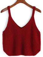 Shein V Neck Knit Red Cami Top