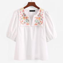 Shein Lace Panel Embroidery Blouse