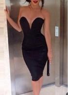 Rosewe Sweetheart Neckline Black Backless Tube Dress
