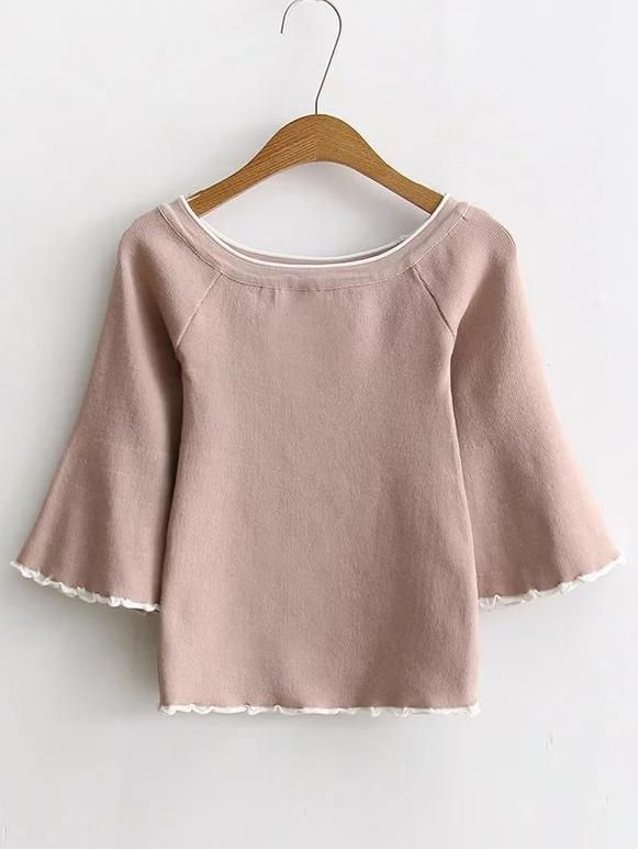Shein Boat Neckline Bell Sleeve Tee