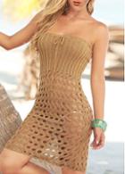 Rosewe Strapless Fishnet Knitting Bikini Cover Up