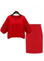 Rosewe Half Sleeve Zipper Design Two Piece Dresses