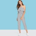 Shein Tiered Striped Halter Jumpsuit