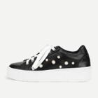 Shein Faux Pearl Lace Up Pu Sneakers
