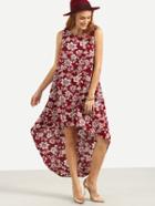 Shein Multicolor Floral Sleeveless High Low Dress