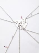 Shein Silver Heart Hollow Out Necklace Set