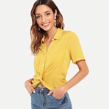 Shein Twist Hem Solid Shirt