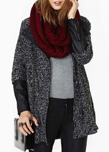 Rosewe Fine Quality Long Sleeve Zipper Closure Black Coat