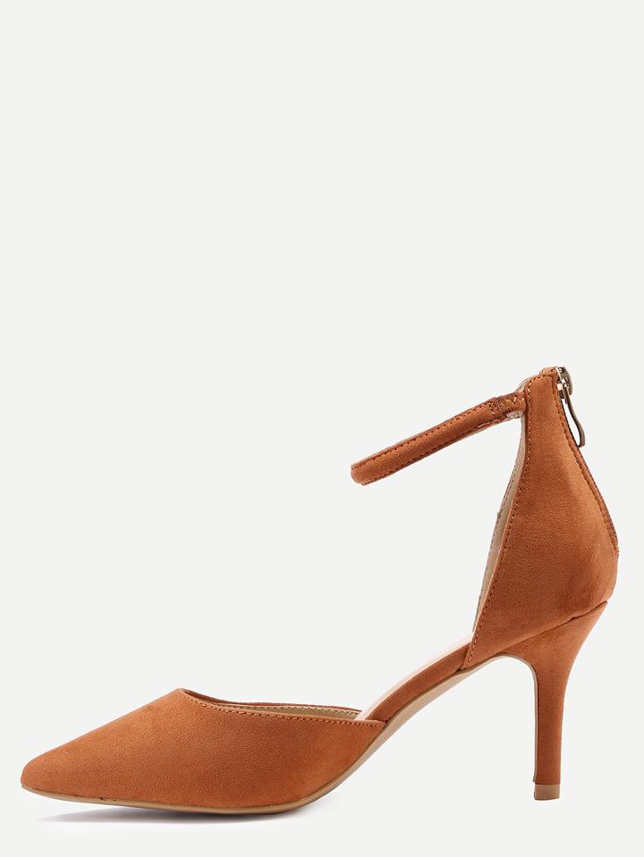 Shein Tan Ankle Strap Pointed Toe Heels