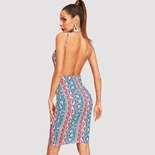 Shein Allover Floral Print Bodycon Halter Dress