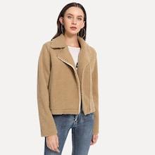 Shein Solid Zipper Up Biker Jacket