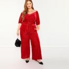Shein Plus Waist Belted Sweetheart Top & Pants Set