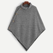 Shein Button Side Solid Poncho Sweater