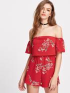 Shein Florals Off The Shoulder Layered Romper