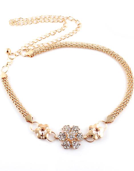 Shein Gold Diamond Flower Chain Belt