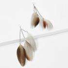 Shein Feather Design Chain Drop Earrings