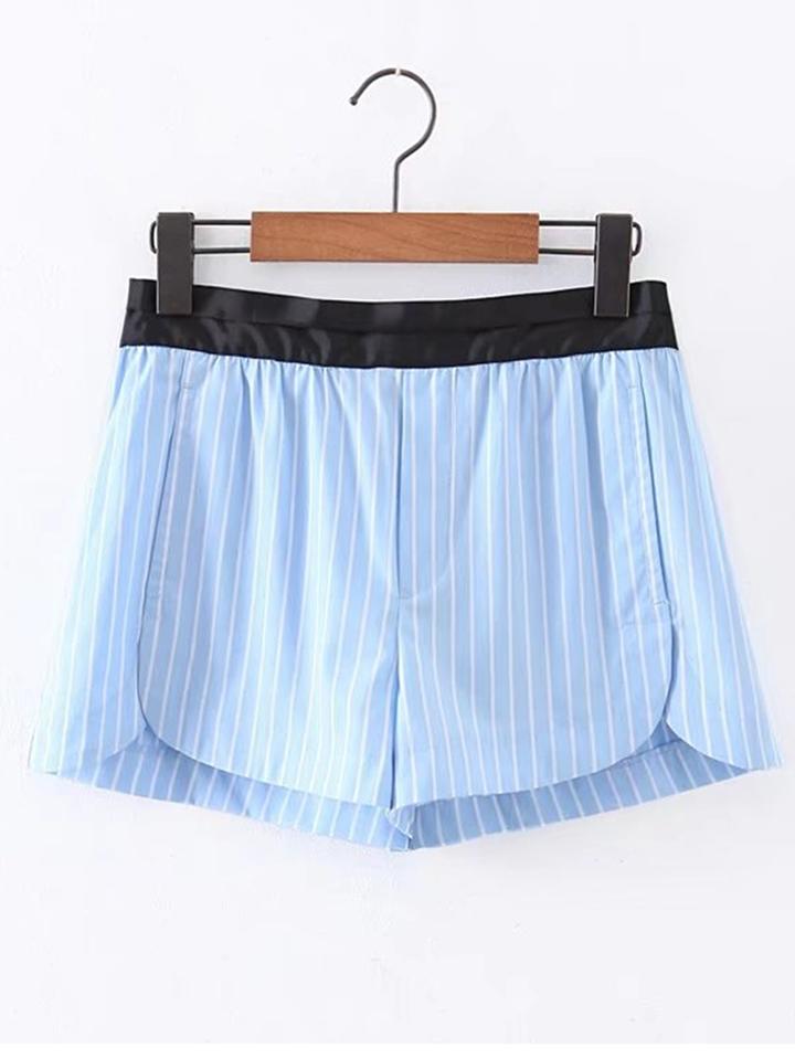 Shein Elastic Waist Vertical Striped Shorts