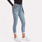 Shein Rolled Hem Ripped Skinny Jeans