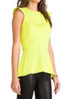Rosewe Fine Quality Round Neck Zip Fly Chiffon Tees Yellow
