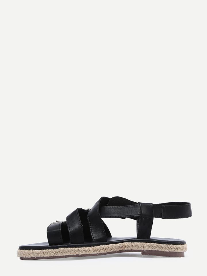 Shein Black Open Toe Espadrille Sandals