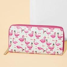 Shein Flamingo Print Zipper Around Purse