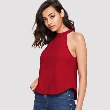 Shein Buttoned Keyhole Back Halterneck Top