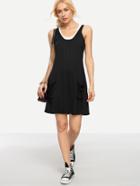 Shein Black Dual Pocket Tank Dress With Crop Tank Top