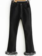Shein Black Faux Fur Cuff Pants