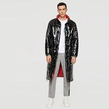 Shein Men Zip And Button Up Pu Coat