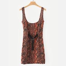 Shein Snakeskin Print Buckle Back Straps Dress