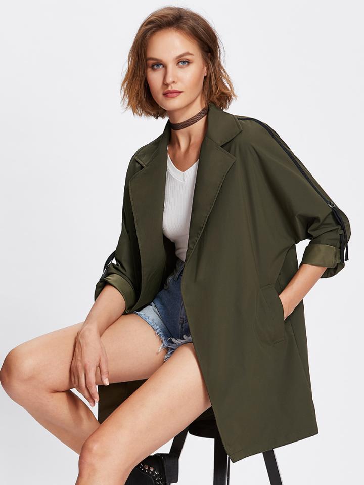 Shein Notch Collar Rolled Sleeve Coat