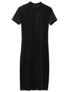 Shein Black Mock Neck Velvet Dress