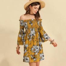 Shein Allover Floral Print Ruched Detail Dress