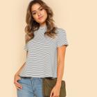 Shein Mock Neck Striped Tee