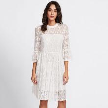 Shein Fluted Sleeve Lace Overlay Dress